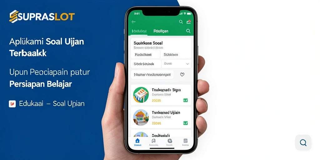 Tampilan antarmuka aplikasi SUPRASLOT dengan soal ujian interaktif.