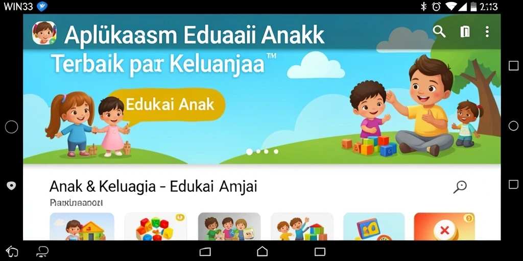 Tampilan antarmuka edukatif dan interaktif WIN33 yang ramah anak.