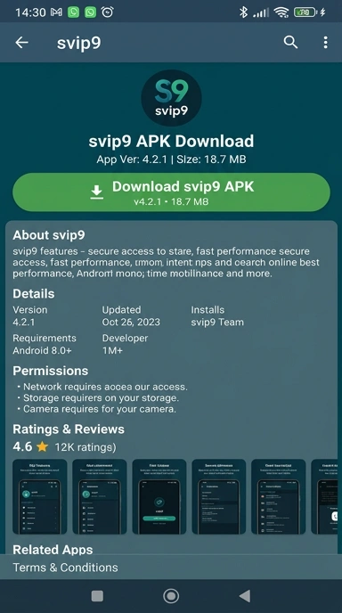 Tampilan halaman APK svip9
