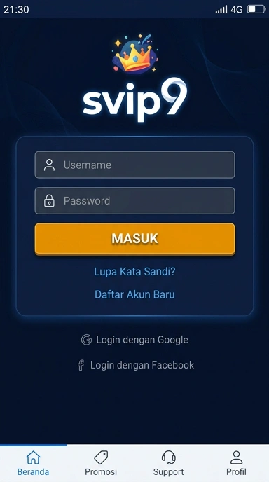 Tampilan halaman login svip9